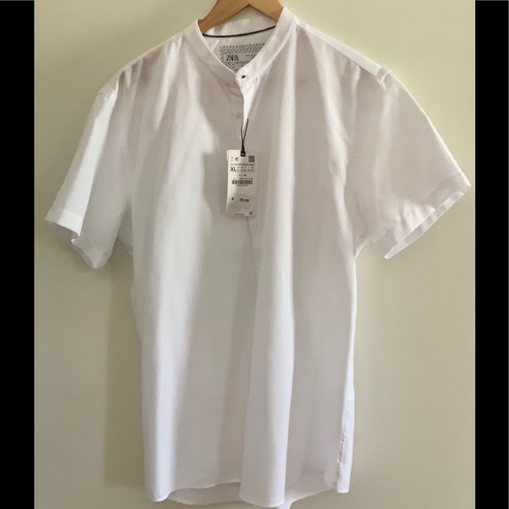 ZARA Stand Up Collar Textured Shirt